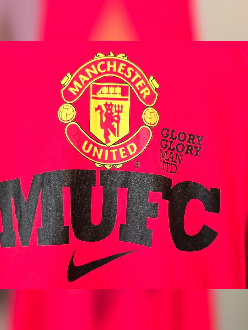 Nike Manchester United MUFC Red Graphic Glory Tee 100% Organic Cotton L